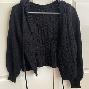 Black Cable Knit Women's Sweater